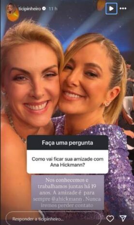 Post da Ticiane Pinheiro (1) Post da Ticiane Pinheiro sobre a Ana Hickmann (Reprodução; Instagram)