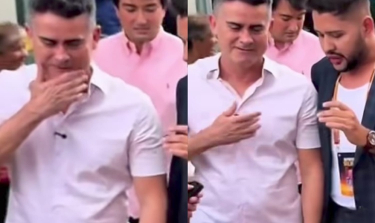 Prefeito de Manaus limpa a boca após beijar eleitora. Assista!