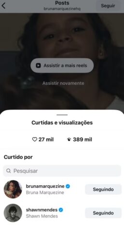 Curtida de Shawn chamou atenção - Reprodução: Instagram