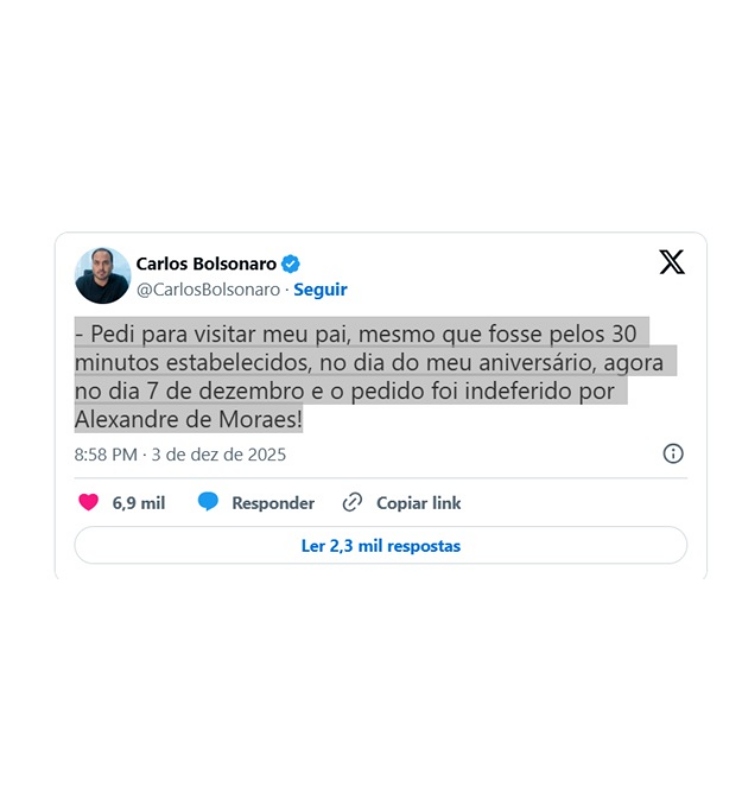 Print tweet Carlos Bolsonaro