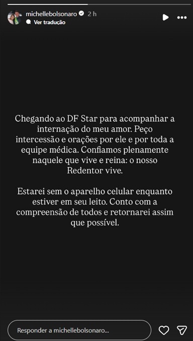 Stories de Michelle Bolsonaro