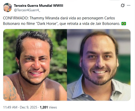 Internautas fazem piada sobre elenco do filme de Bolsonaro (Foto: X) Internautas fazem piada sobre elenco do filme de Bolsonaro (Foto: X)