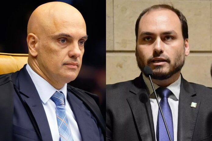 Alexandre de Moraes e Carlos Bolsonaro