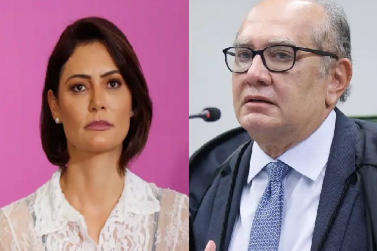 Michelle Bolsonaro e Gilmar Mendes (Foto: PL/Agência Brasil)