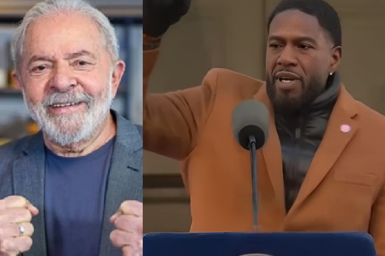 Presidente do Brasil, Lula, e Jumaane Williams na posse do governo de Nova York (Foto: Reprodução)