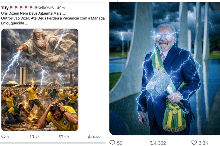 Memes sobre raio na manifestação de Nikolas Ferreira e Lula como Tempestade do X-Men Memes sobre raio na manifestação de Nikolas Ferreira e Lula como Tempestade do X-Men (Foto: Reprodução)