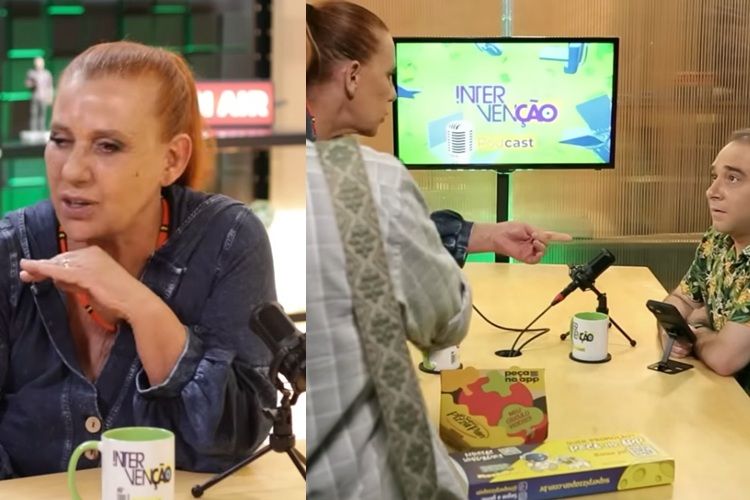 Rita Cadillac abandona podcast intervenção ao vivo com Roger Turchetti após pergunta de Rafa Martins Rita Cadillac abandona podcast intervenção ao vivo com Roger Turchetti após pergunta de Rafa Martins (Foto: Reprodução)