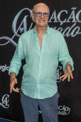 Marcos Caruso na festa de lan&ccedil;amento de 'Cora&ccedil;&atilde;o Acelerado'