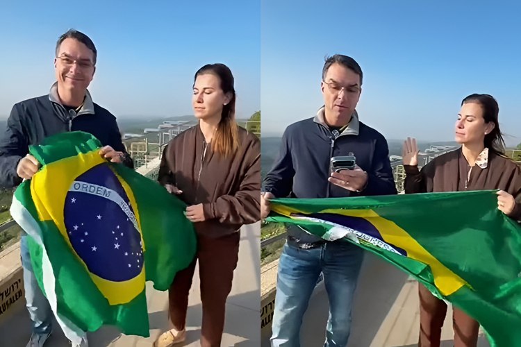 Flávio Bolsonaro sobe ao Monte Carmelo, em Israel, e ora pelo Brasil