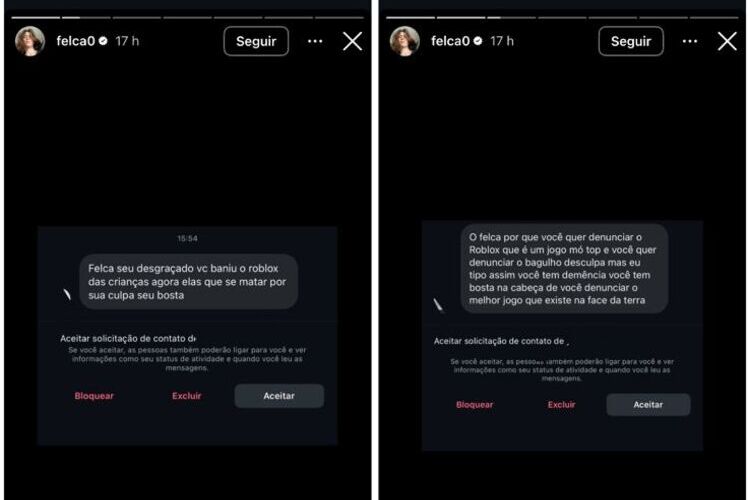 Stories do Felca (Fonte: Instagram)