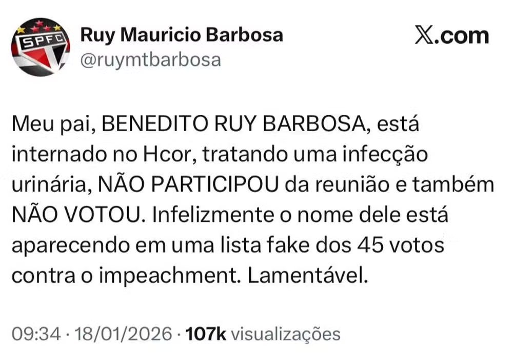 Tweet de Ruy Maurício