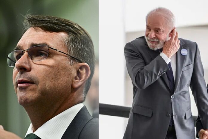 Flávio Bolsonaro e Lula Foto: Saulo Cruz/Agência Senado // Fabio Rodrigues-Pozzebom/Agência Brasil // Colagem Área Vip)