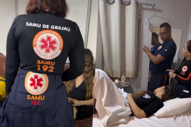 Melody sendo atendida pela SAMU