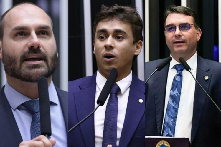 Eduardo Bolsonaro, Nikolas Ferreira e Flávio Bolsonaro