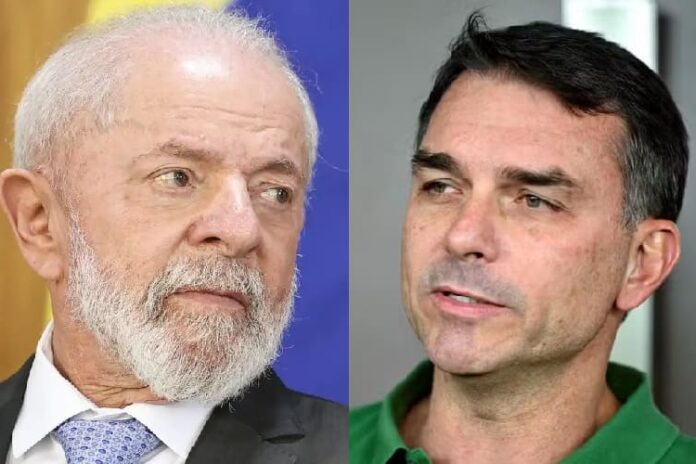 Flavio e Lula Flávio Bolsonaro encosta em Lula nas intenções de voto (Foto: Montagem/Reprodução)