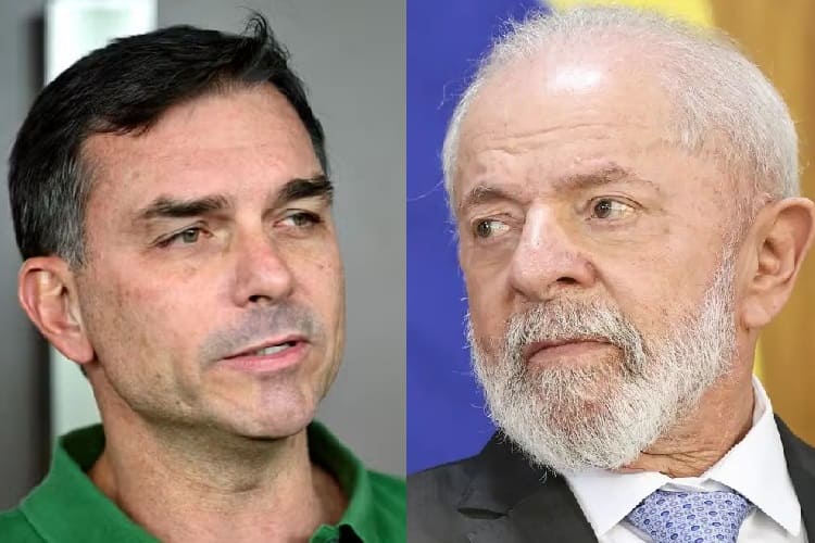 Flávio Bolsonaro encosta em Lula nas intenções de voto (Foto: Montagem/Reprodução)
