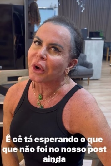 Gretchen surge sem os fios longos (Foto: Stories do Instagram)