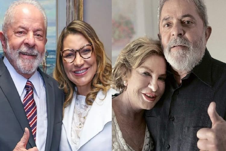 Lula e Janja (à esquerda) e Lula e Marisa (à direita) (Foto: Montagem)