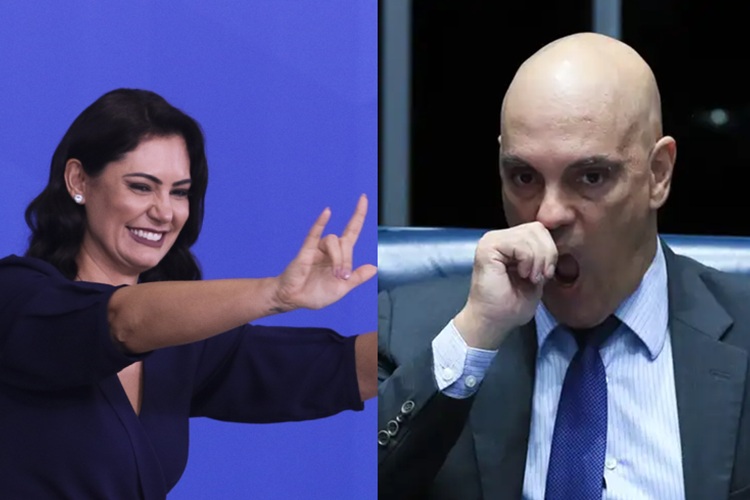 Michelle Bolsonaro e Alexandre de Moraes Michelle Bolsonaro e Alexandre de Moraes (Fotos respectivamente: Valter Campanato -Agência Brasil/ Lula Marques - Agência Brasil)