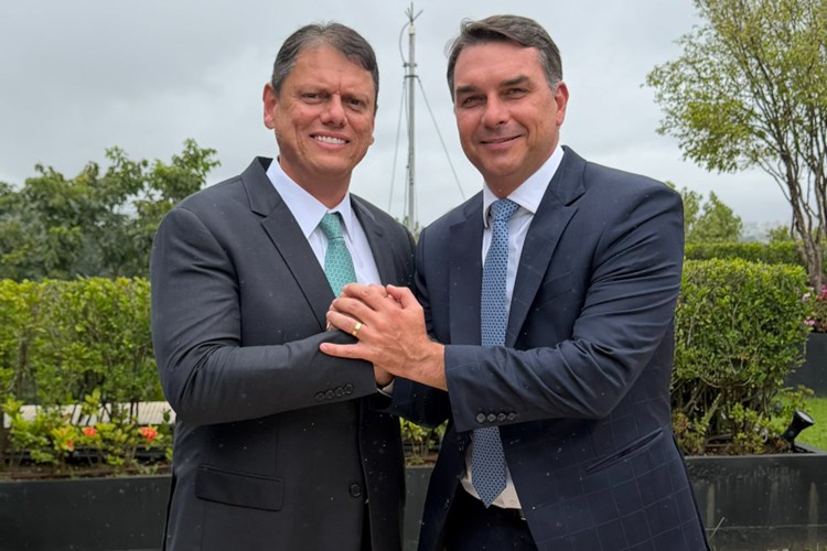 Tarcísio de Freitas e Flávio Bolsonaro Tarcísio de Freitas e Flávio Bolsonaro