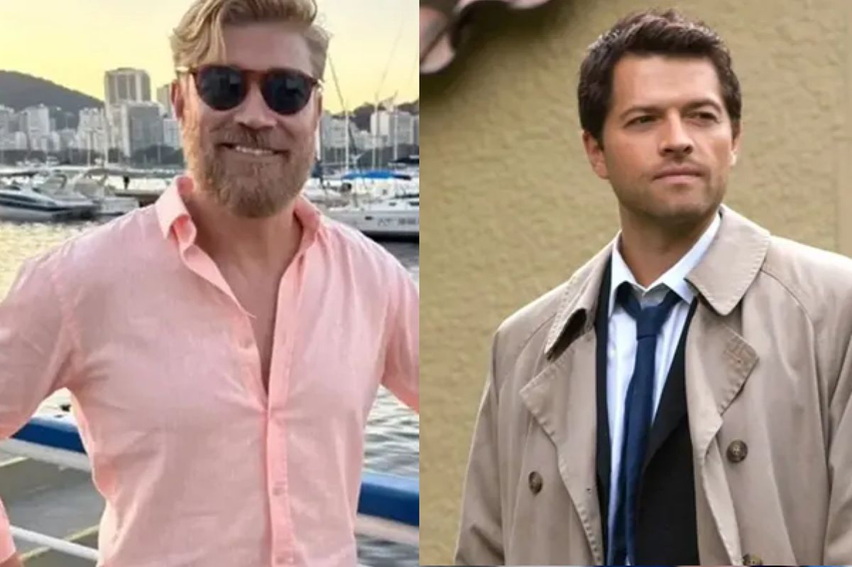 Clecio Souto e Misha Collins no personagem Castiel de Sobrenatural (Foto: Redes Sociais/ Warner Bros)