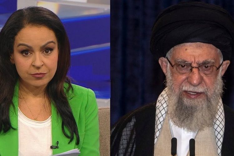Apresentadora e Ali Khamenei (Foto: Reprodução)