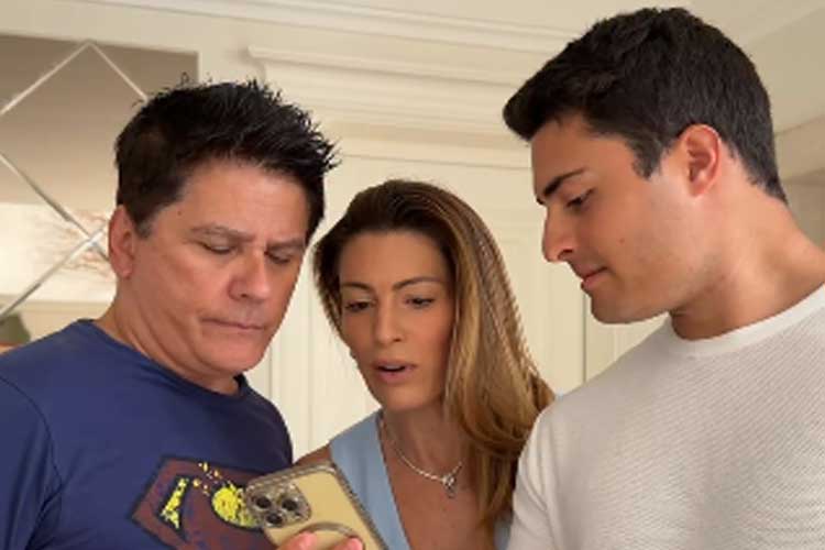 César Filho e Elaine Mickely se emocionam ao descobrir que serão avós