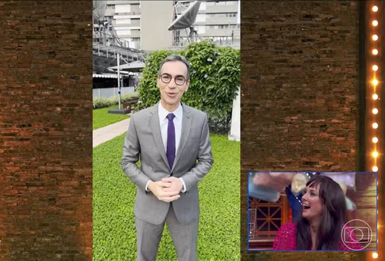 César Tralli faz homenagem a Ticiane Pinheiro no Domingão: ‘Você é solar’