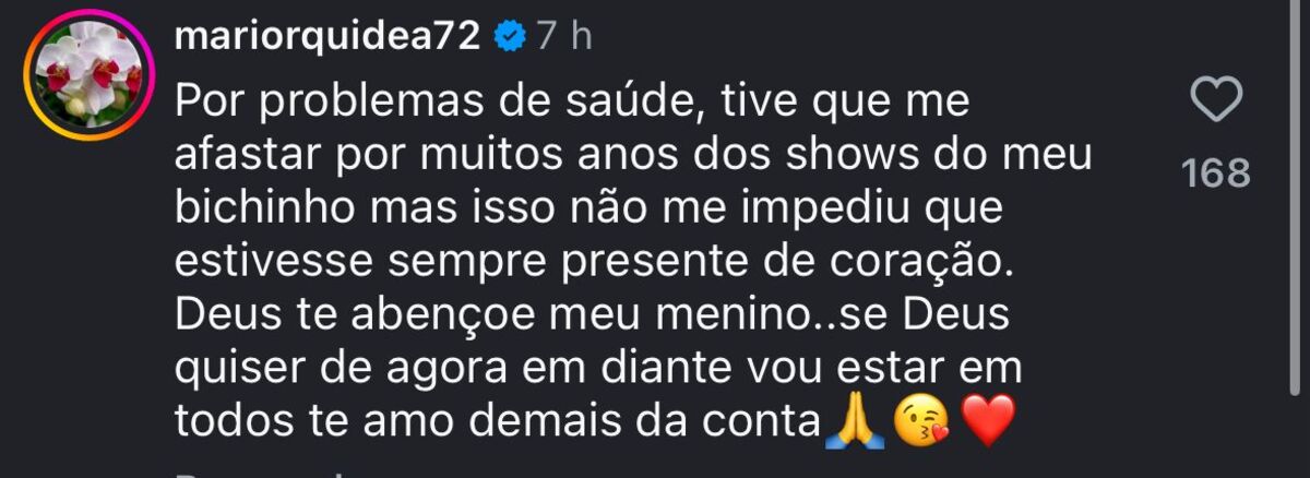 Comentário de Marizete (Fonte: Instagram)