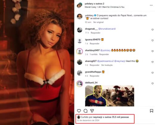 Neymar curtiu v&iacute;deo da criadora de conte&uacute;do Yolo Lary