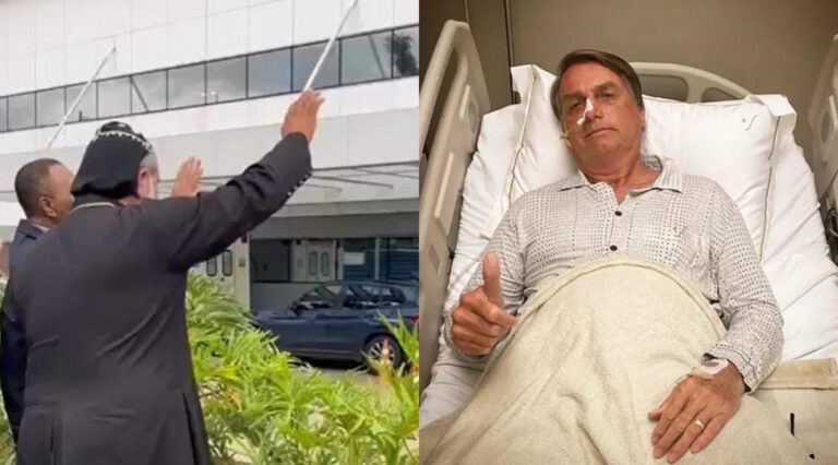 Proibido de visitar Jair Bolsonaro, Padre Kelmon faz oração em frente ao hospital DF Star