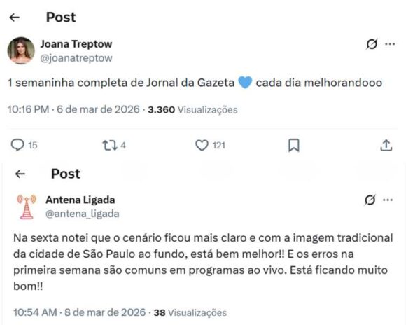Publicação da Joana Publicação da Joana (Reprodução: X, antigo Twitter)