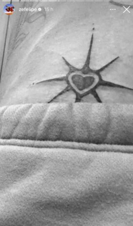 Tatuagem nova de Zé Felipe - Reprodução: Instagram Tatuagem nova de Zé Felipe - Reprodução: Instagram