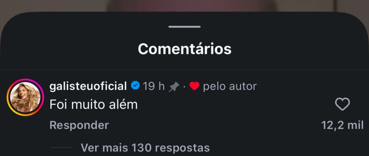 Comentário de Adriane Galisteu