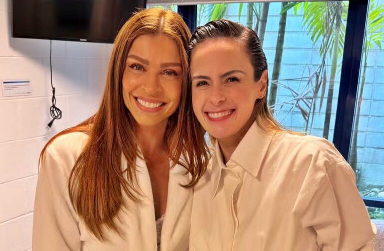 Ana Paula Renault encontra Grazi Massafera nos bastidores da Globo: “As Lobas”