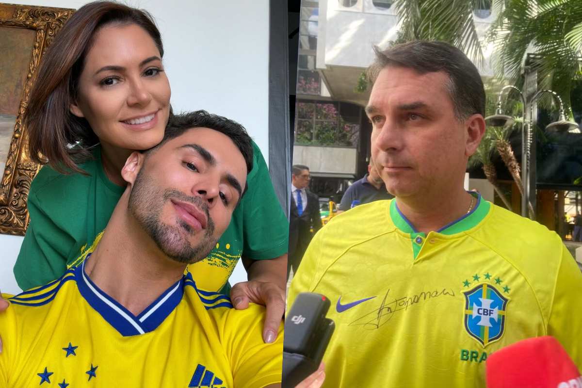 Michelle, Agustin Fernandez e Flávio Bolsonaro Michelle, Agustin Fernandez e Flávio Bolsonaro