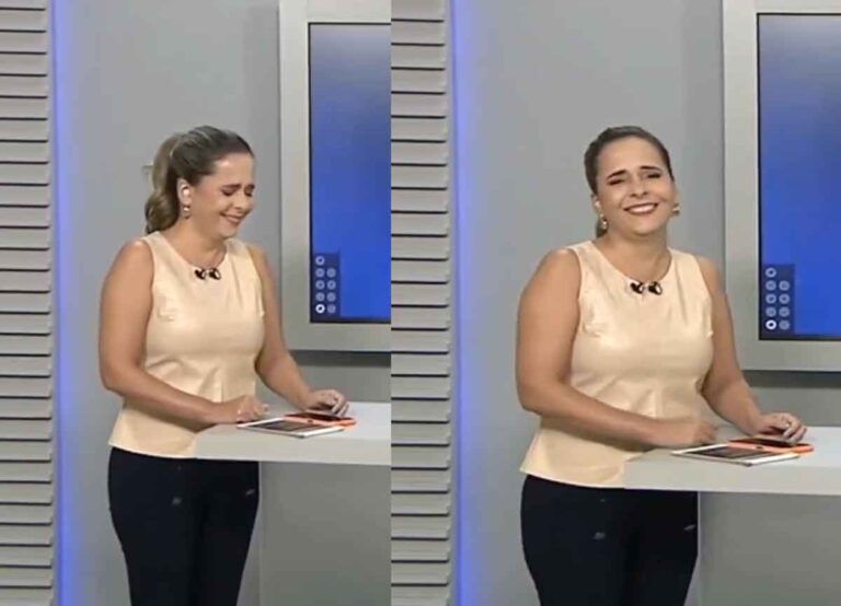 Apresentadora cai na risada ao tentar falar bordão da emissora: ‘Não consigo’