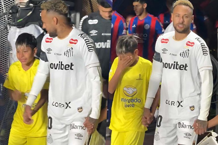 Criança chora ao ver Neymar e jogador toma atitude