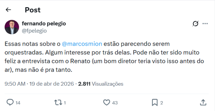 Post do Fernando Pelégio