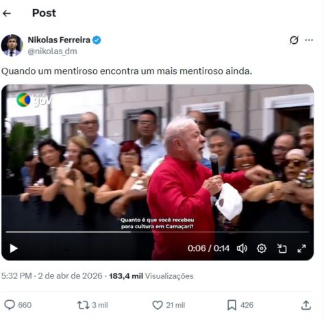 Post do Nikolas Ferreira