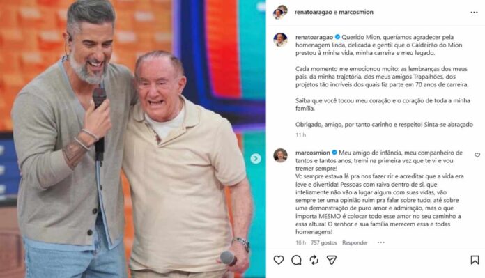 Post Marcos Mion e Renato Aragão (Reprodução: Instagram)