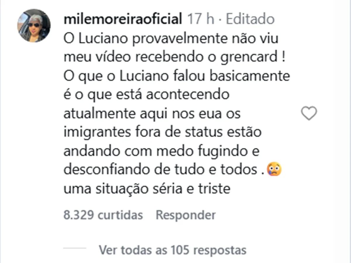 Irmã de Milena rebate Luciano Huck