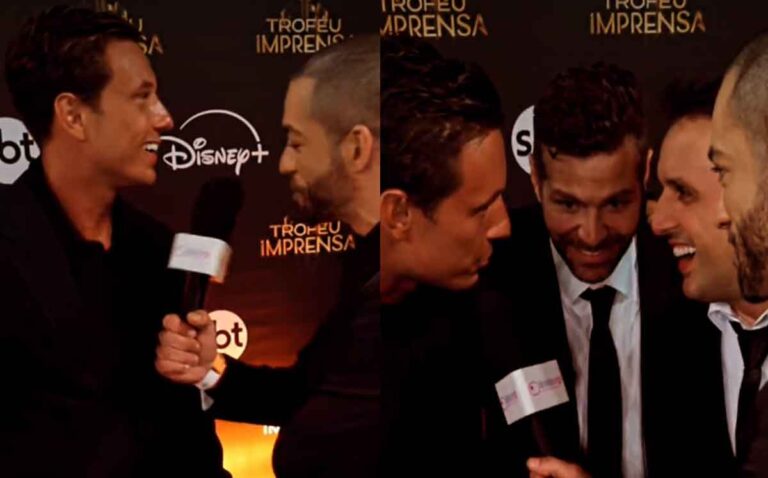 Comédia SBT invade entrevista no Troféu Imprensa e apronta com equipe do Área VIP