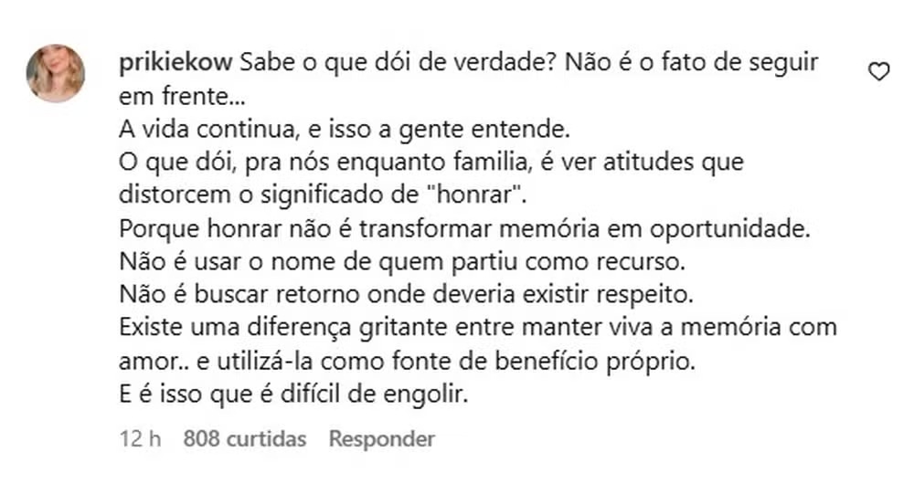 Comentário de Priscila Kiekow