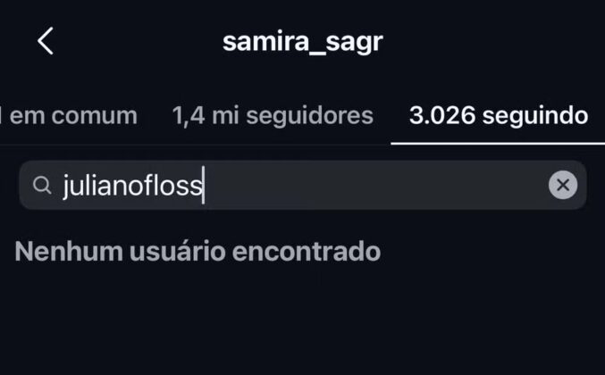 Juliano Floss e Samira trocam unfollow ap&oacute;s fim do BBB 26
