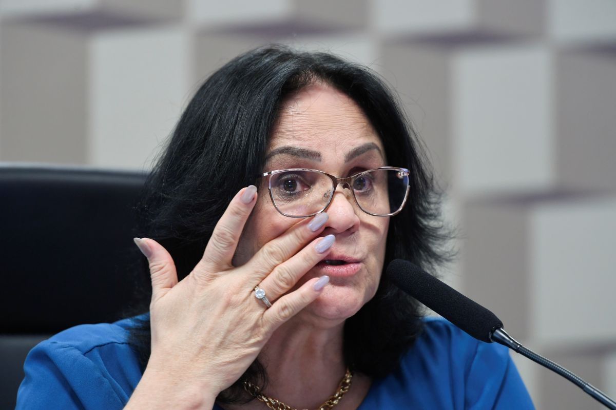 Damares Senadora Damares Alves (Republicanos-DF) se emociona. Foto: Edilson Rodrigues/Agência Senado