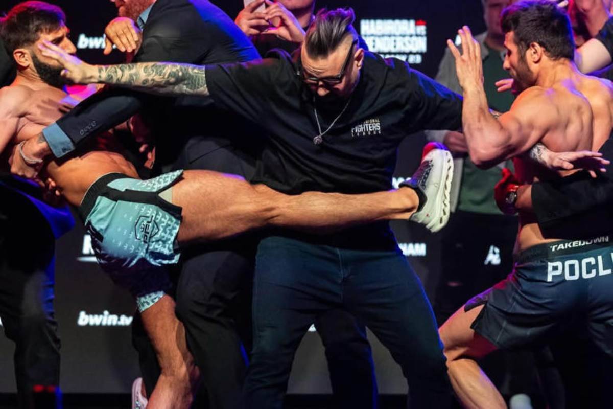 MMA Abaev e Poclit brigam na PFL. Abaev e Poclit brigam durante pesagem na PFL. Foto: Instagram/PFL