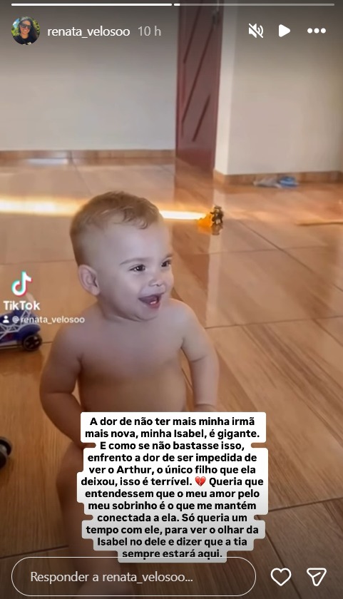 Arthur, filho de Isabel Veloso. Stories Renata Veloso