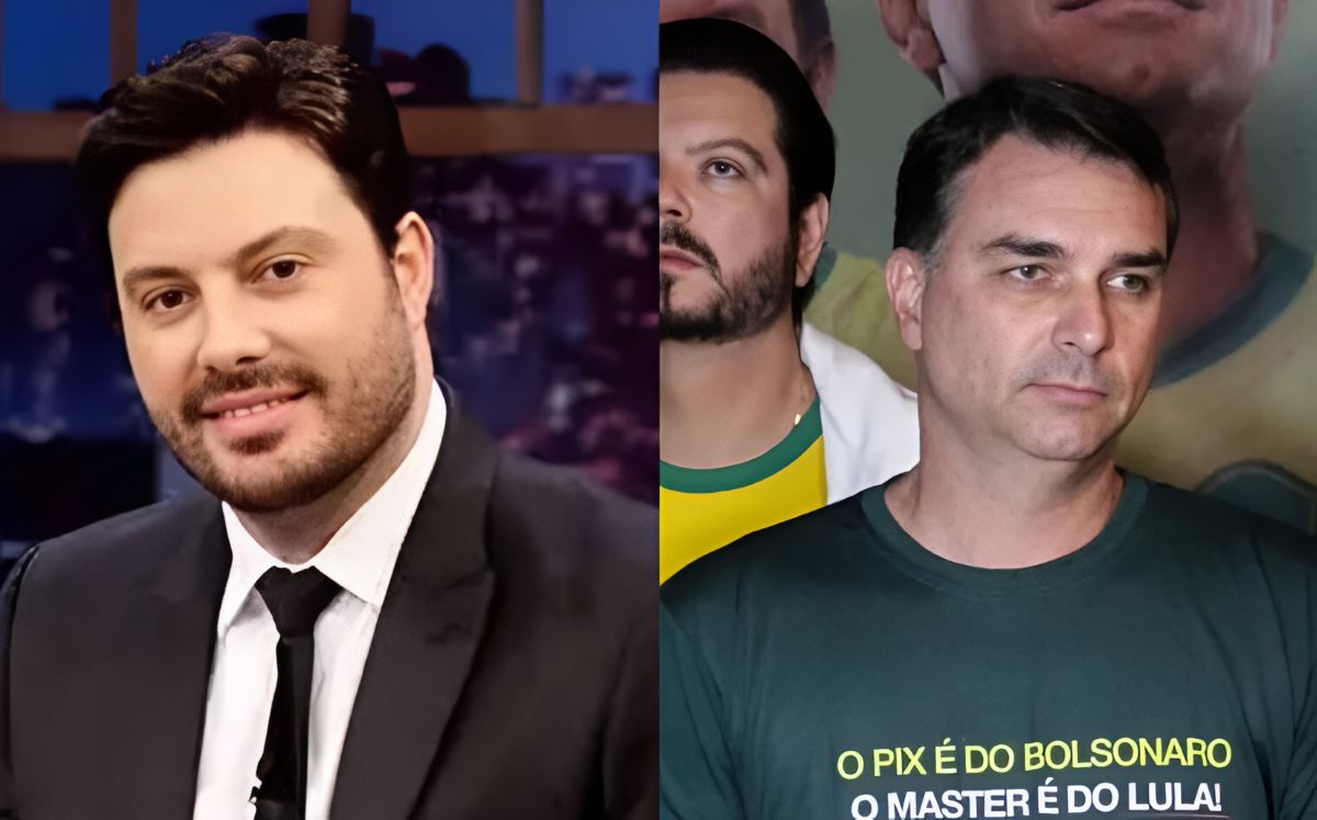 Danilo Gentili e Flávio Bolsonaro (Foto: Reprodução/ SBT)