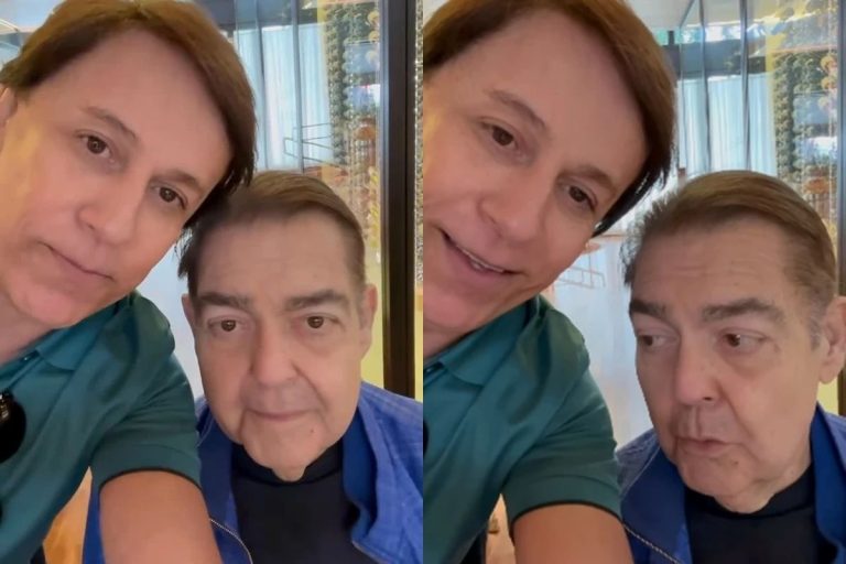 Tom Cavalcante tem reencontro com Fausto Silva e se emociona